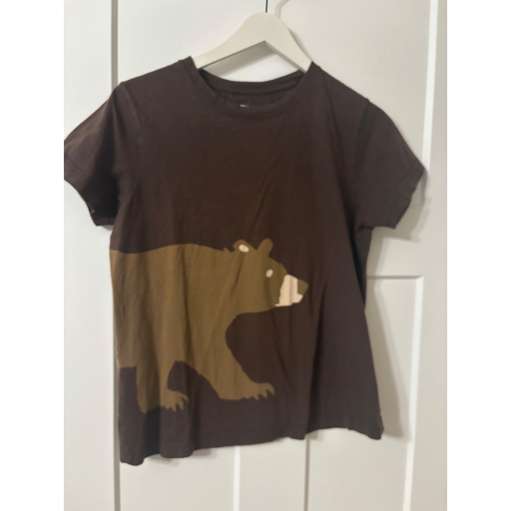 Hatley Youth Brown Grizzly Bear Graphic T-Shirt Cotton Short Sleeve Large L/G